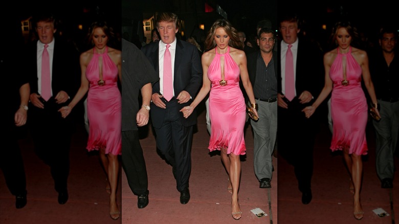 Melania and Donald Trump walking together in Miami Beach, 2005