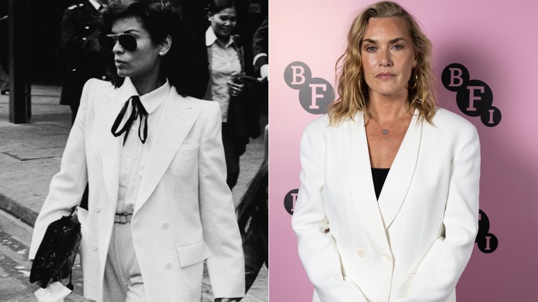 Split image of Bianca Jagger in 1979 and Kate Winslet in 2024