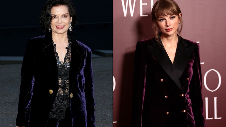 Split image of Bianca Jagger in 2016 and Taylor Swift in 2021