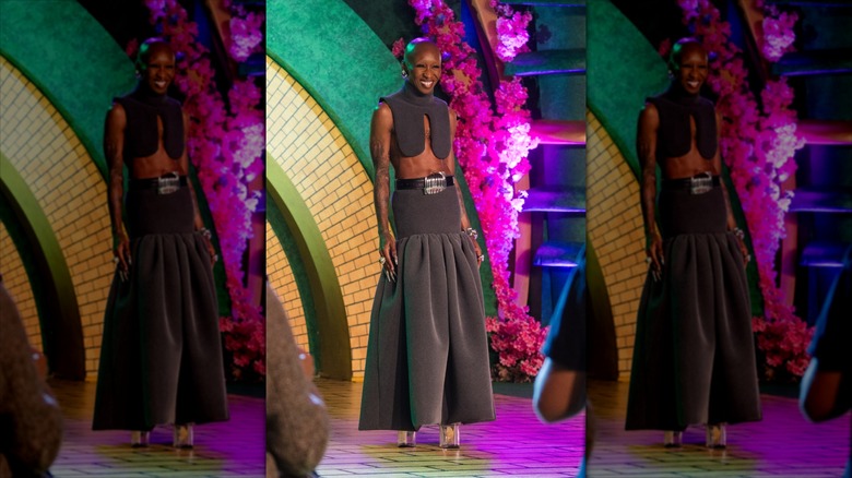 Cynthia Erivo posing and smiling at a Wicked premiere