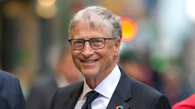 Bill Gates smiling at the camera before a 2025 appearance on "The Late Show with Stephen Colbert"
