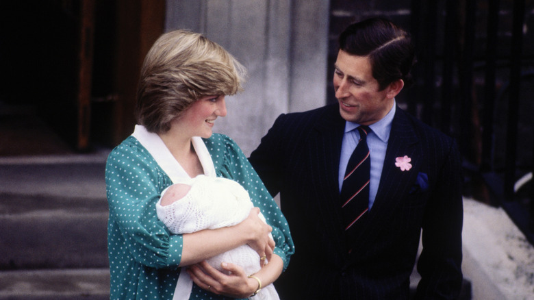 Princess Diana and Prince Charles with baby Prince William