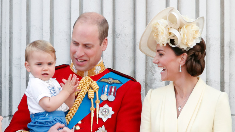Prince William, Prince Louis and Kate Middleton during the Queen's birthday parade in 2019