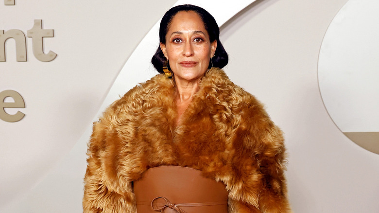 Tracee Ellis Ross in a brown fur outfit