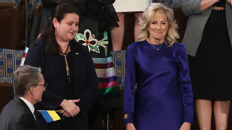 Jill Biden wearing blue at the State of the Union address