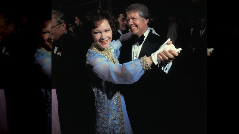 Rosalynn and Jimmy Carter dancing at an inaugural ball