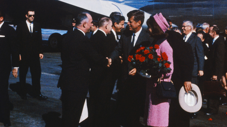 JFK and Jackie Kennedy greeting people