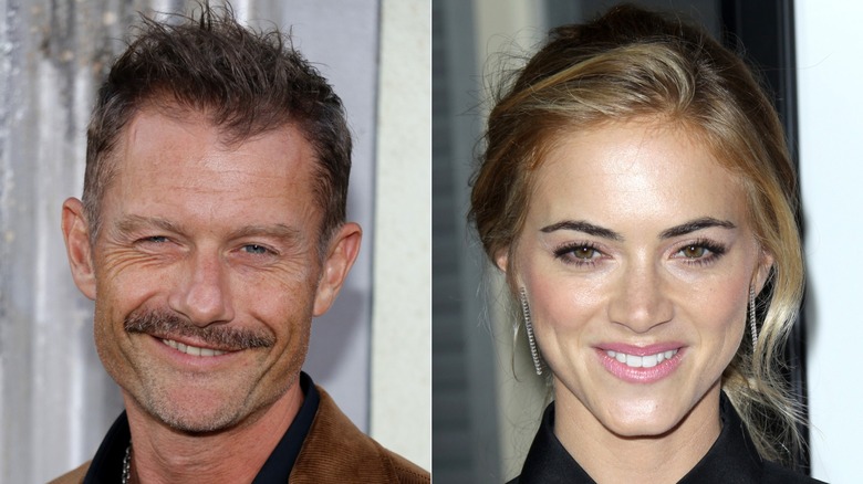 James Badge Dale at the premiere of "The Kitchen" in 2019 and Emily Wickhersham at the premire of "Gone" in 2012.