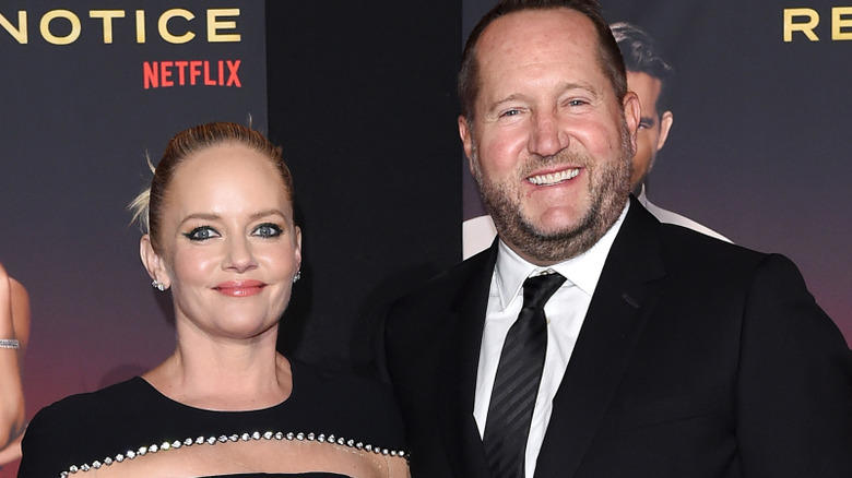 Marley Shelton and Beau Flynn at the premiere of "Red Notice" in Los Angeles, 2021.