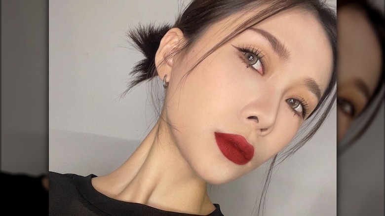 Woman with red lipstick
