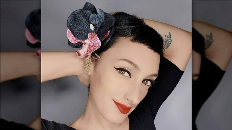 Woman with flower in hair