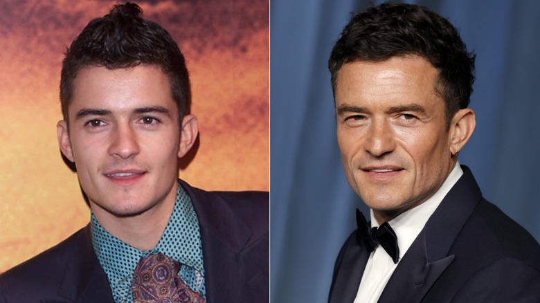Split image of Orlando Bloom in 2001 and 2025.
