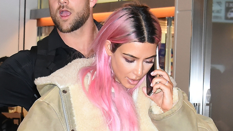 Kim Kardashian talking on the phone