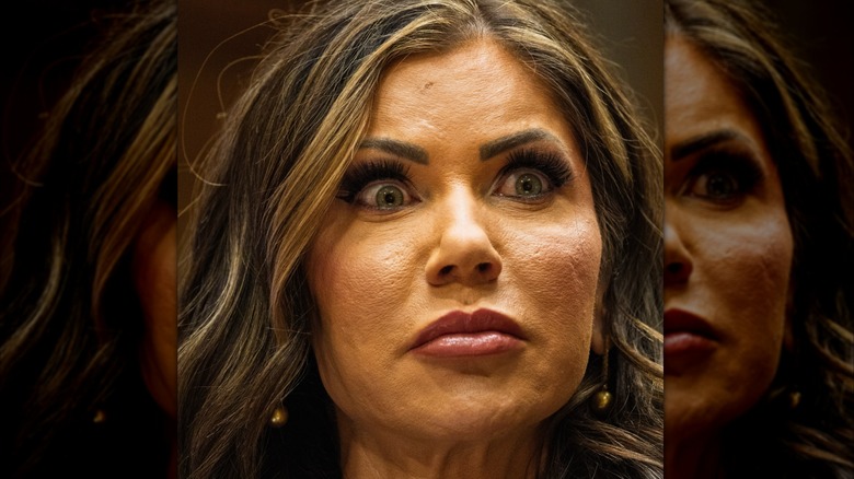Kristi Noem looks on during her Senate confirmation hearing