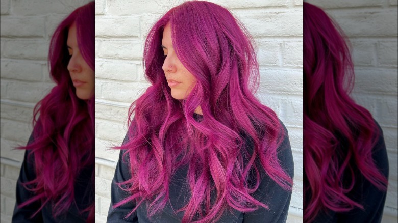Long hair in solid magenta