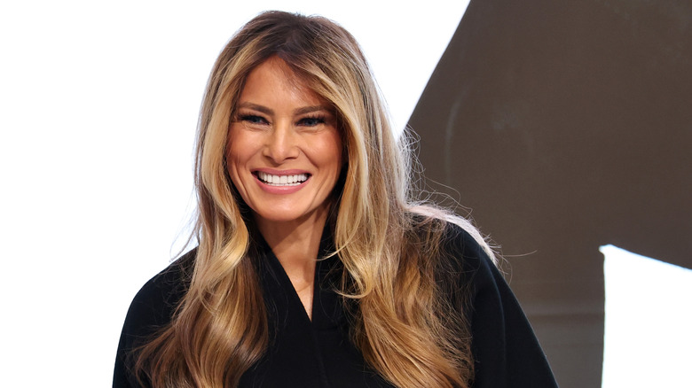 Melania Trump speaks as First Lady Melania Trump Rings NYSE Opening Bell To Celebrate Upcoming Film "Melania" at New York Stock Exchange on January 28, 2026 in New York City