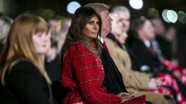 Melania Trump next to Donald Trump during the 95th Annual National Christmas Tree Lighting in Washington, D.C., U.S., on Thursday, Nov. 30, 2017