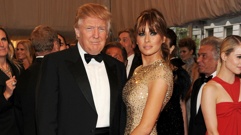 Donald Trump and Melania Trump-Trump attend the "Alexander McQueen: Savage Beauty" Costume Institute Gala at The Metropolitan Museum of Art on May 2, 2011