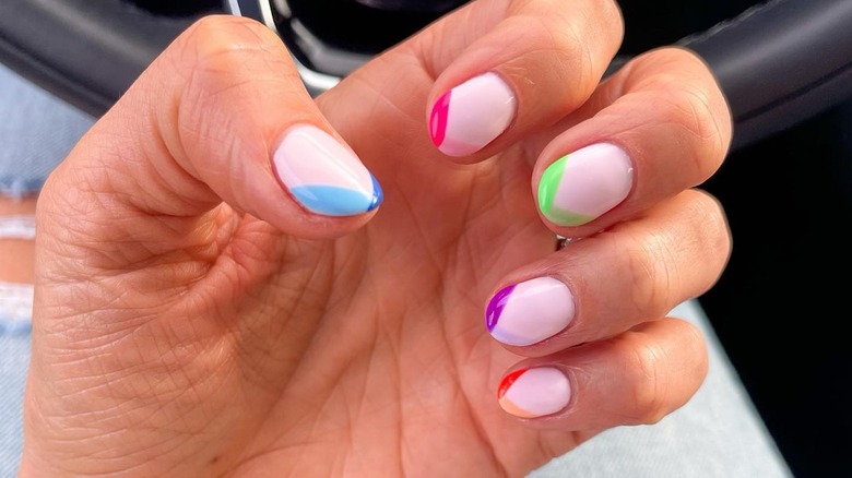 French tips with rainbow colors