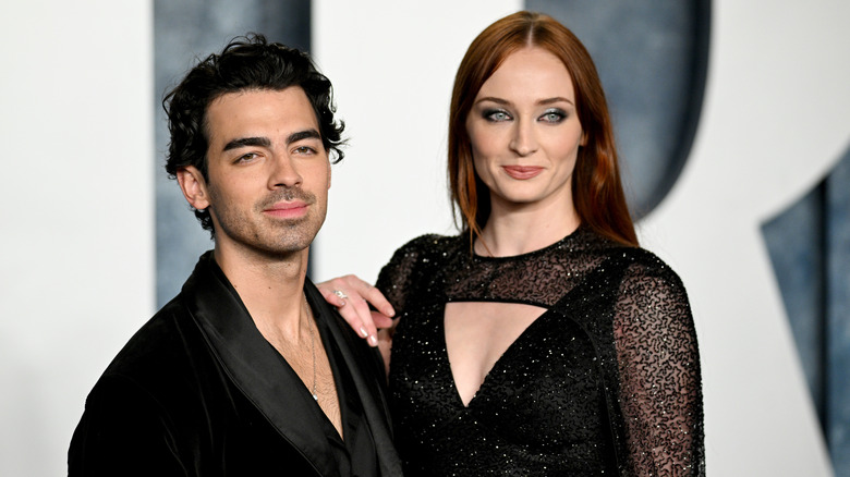 Joe Jonas and Sophie Turner pose on Vanity Fair red carpet