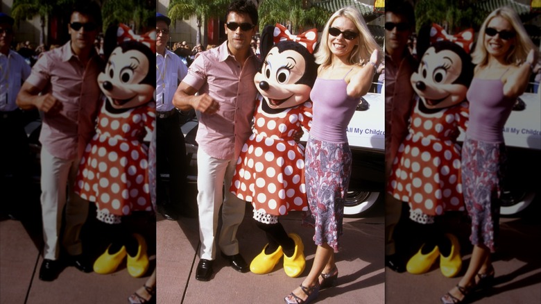 Kelly Ripa and Mark Consuelos with Minnie Mouse in 1999
