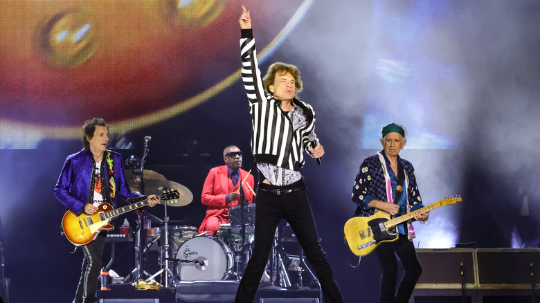 Ronnie Wood, Steve Jordan, Mick Jagger and Keith Richards of The Rolling Stones perform onstage at SoFi Stadium on July 13, 2024 in Inglewood, California.