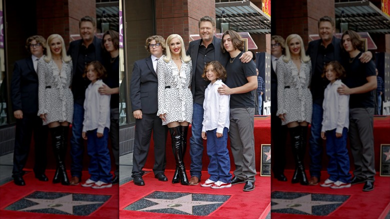 Gwen Stefani and Blake Shelton with her sons