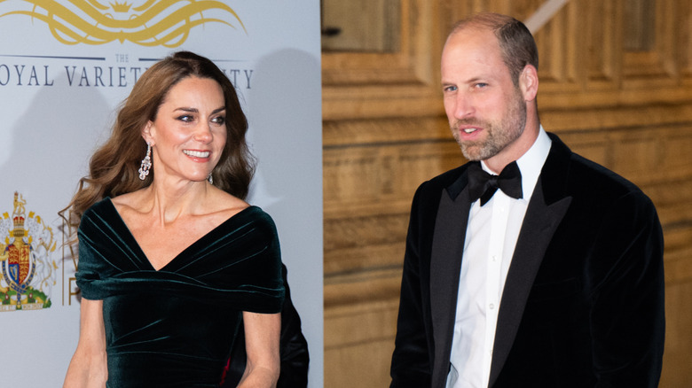 Prince William and Catherine velvet dress Royal Variety