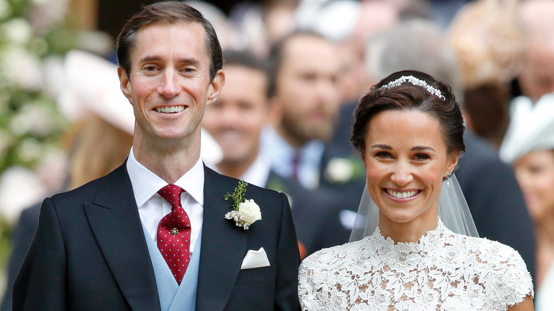 James Matthews and Pippa Middleton smiling on their wedding day