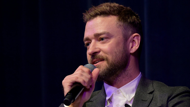 Justin Timberlake talking with mic