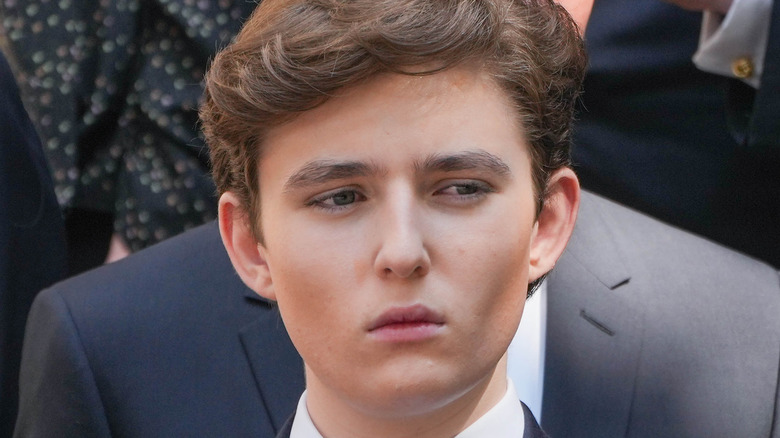 Serious Barron Trump at Ivana Trump funeral