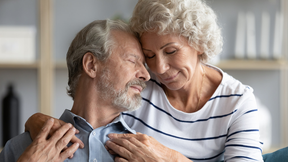 Mature couple in loving embrace 