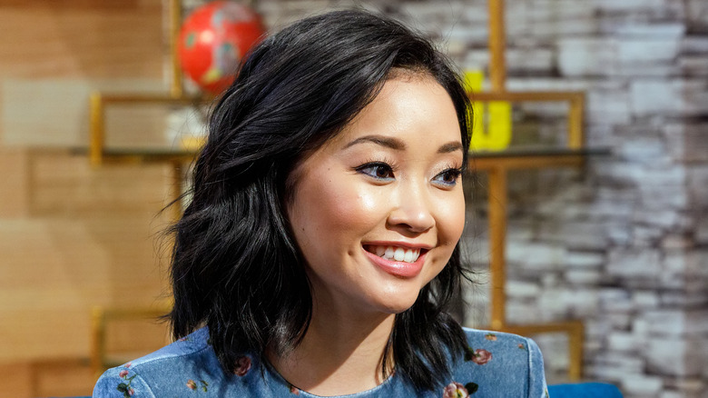 Lana Condor smiling, looking to left