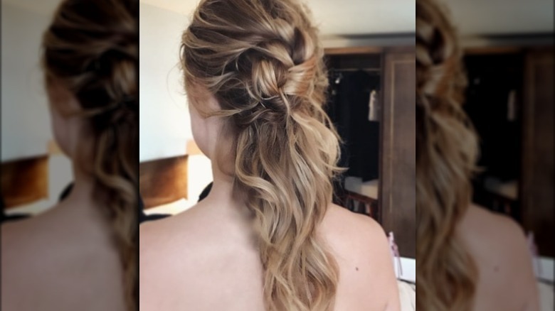 Back of Brie Larson's knotted hairstyle