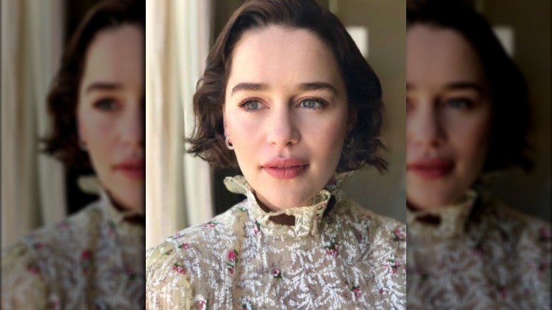 Emilia Clarke with a short wavy bob