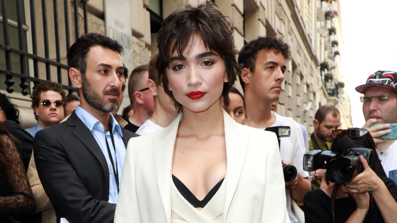 Rowan Blanchard wearing white suit