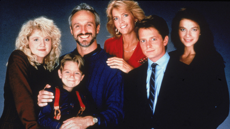 Cast of Family Ties smiling