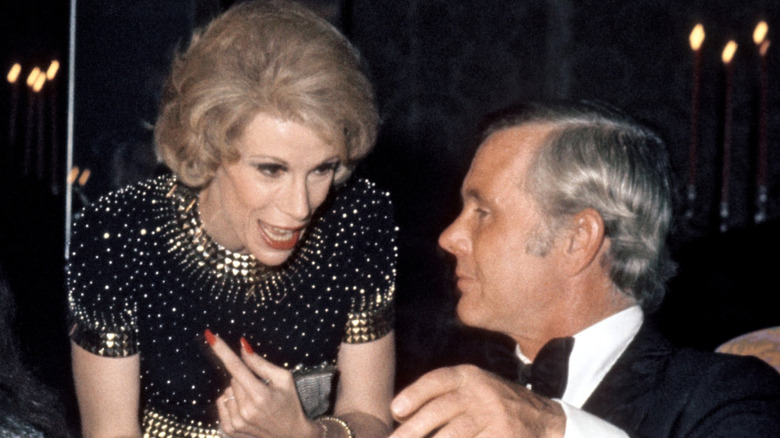 Joan Rivers and Johnny Carson at dinner