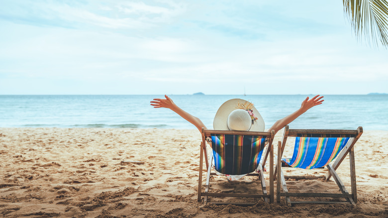 Woman on a beach chair