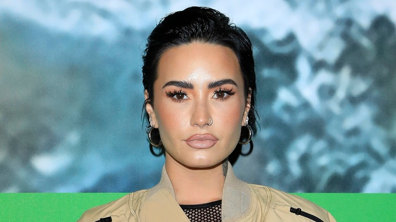 Demi Lovato slicked back black hair