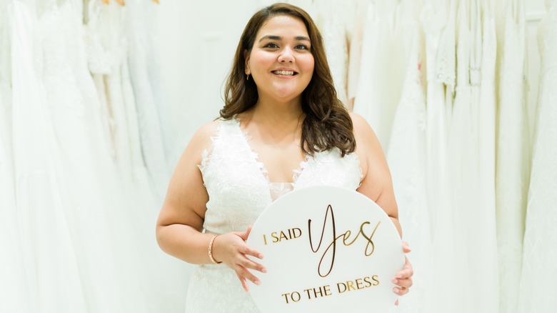 Bride saying yes to the dress