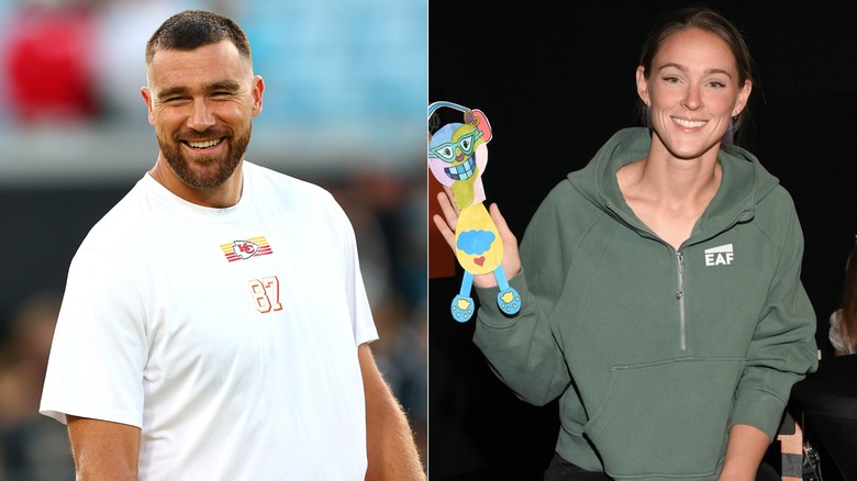 Composite image of Travis Kelce and sister-in-law Kylie Kelce