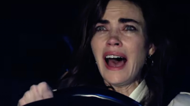 Amelia Heinle Victoria behind the wheel in a scene from The Young and the Restless