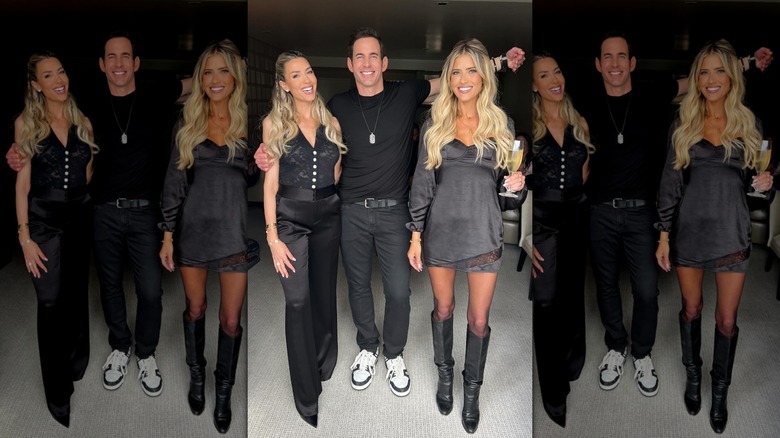 Christina Haack in a video with ex-husband and "Flip Off" co-star Tarek El Moussa and his wife, Heather Rae El Moussa