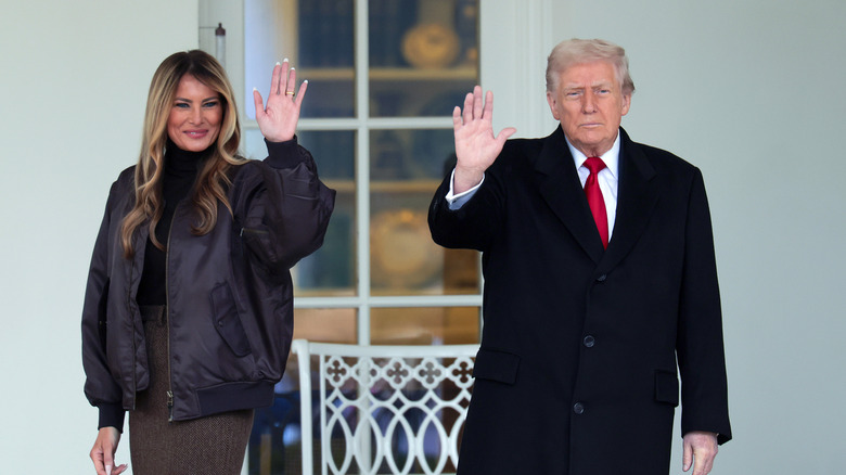 Melania and Donald Trump waving