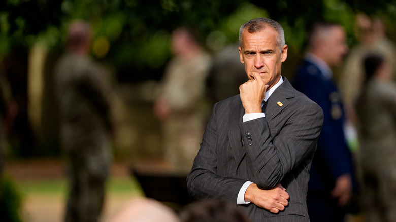Special Government Employee and Advisor Corey Lewandowski arrives for a September 11th observance event in the courtyard of the Pentagon September 11, 2025 in Arlington, Virginia.