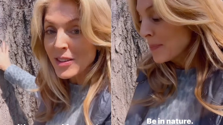 Marla Maples with Central Park tree