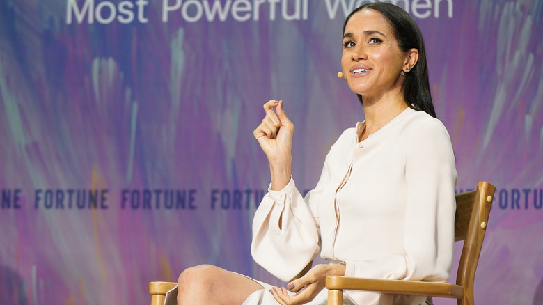 Meghan Markle speaking on stage