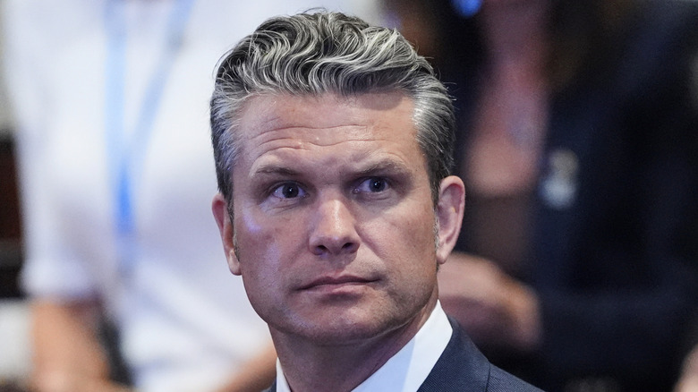 Defense Secretary Pete Hegseth arrives before President Donald Trump speaks to the Knesset, Israel's parliament, on October 13, 2025 in Jerusalem.