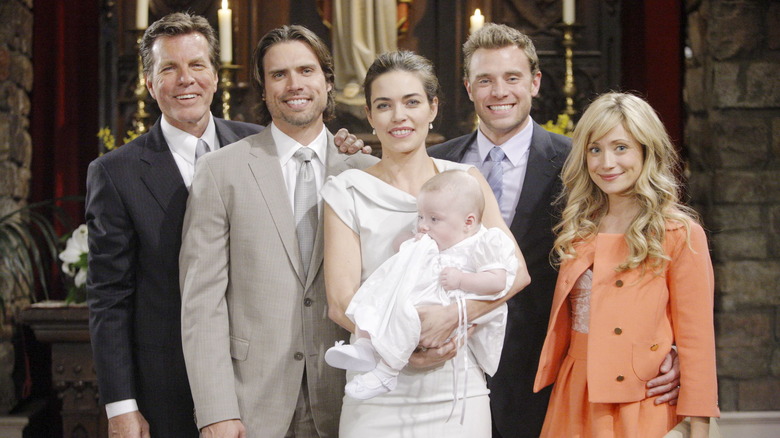 Peter Bergman, Joshua Morrow, Amelia Heinle, Billy Miller, and Emme Rylan on Y&R